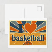 "Ich [Herz] Basketball" Postkarte (Vorne/Hinten)