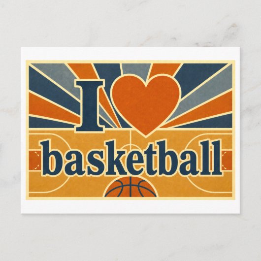 "Ich [Herz] Basketball" Postkarte (Vorderseite)
