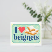 "Ich [Herz] Beignets" Postkarte (Stehend Vorderseite)
