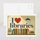 "Ich [Herz] Bibliotheken" Postkarte (Vorne/Hinten)