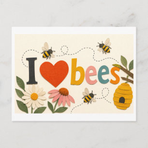 "Ich [Herz] Bienen" Postkarte