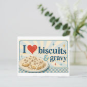 "Ich [Herz] Biscuits & Gravy" Postkarte (Stehend Vorderseite)