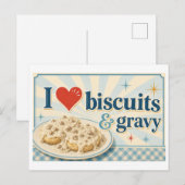 "Ich [Herz] Biscuits & Gravy" Postkarte (Vorne/Hinten)
