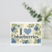 "Ich [Herz] Blaubeeren" Postkarte (Stehend Vorderseite)