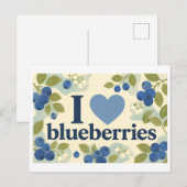 "Ich [Herz] Blaubeeren" Postkarte (Vorne/Hinten)