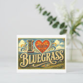 "Ich [Herz] Bluegrass" Postkarte (Stehend Vorderseite)