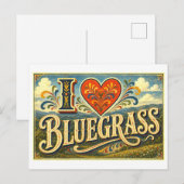 "Ich [Herz] Bluegrass" Postkarte (Vorne/Hinten)