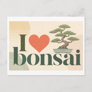 "Ich [Herz] Bonsai" Postkarte