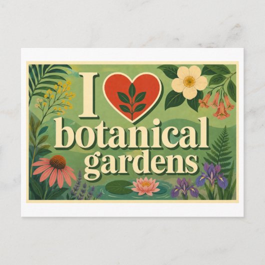 "Ich [Herz] Botanische Gärten" Postkarte (Vorderseite)