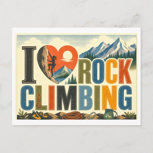 "Ich [Herz] Boulderklettern" Postkarte (Vorderseite)
