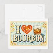 "Ich [Herz] Bourbon" Postkarte (Vorne/Hinten)