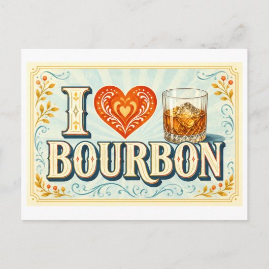 "Ich [Herz] Bourbon" Postkarte (Vorderseite)