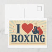 "Ich [Herz] Boxen" Postkarte (Vorne/Hinten)