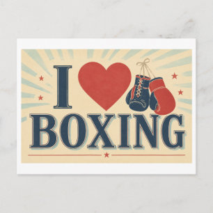 "Ich [Herz] Boxen" Postkarte