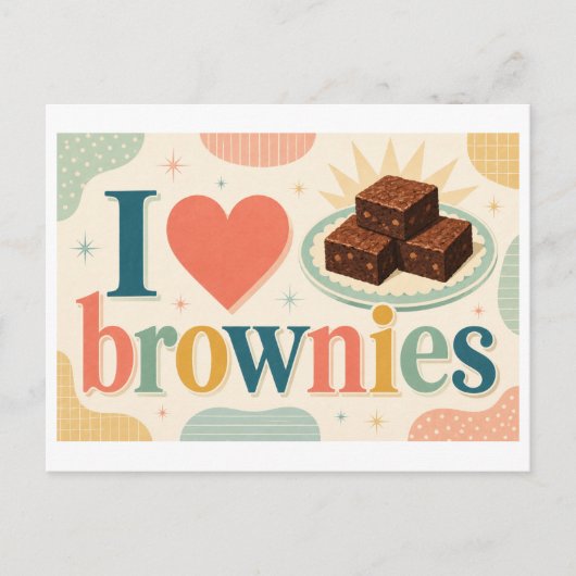 "Ich [Herz] Brownies" Postkarte (Vorderseite)