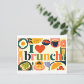 "Ich [Herz] Brunchen" Postkarte (Stehend Vorderseite)
