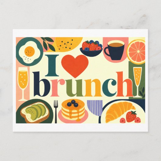 "Ich [Herz] Brunchen" Postkarte (Vorderseite)