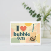 "Ich [Herz] Bubble Tea" Postkarte (Stehend Vorderseite)