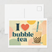 "Ich [Herz] Bubble Tea" Postkarte (Vorne/Hinten)