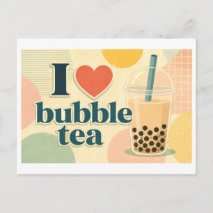"Ich [Herz] Bubble Tea" Postkarte