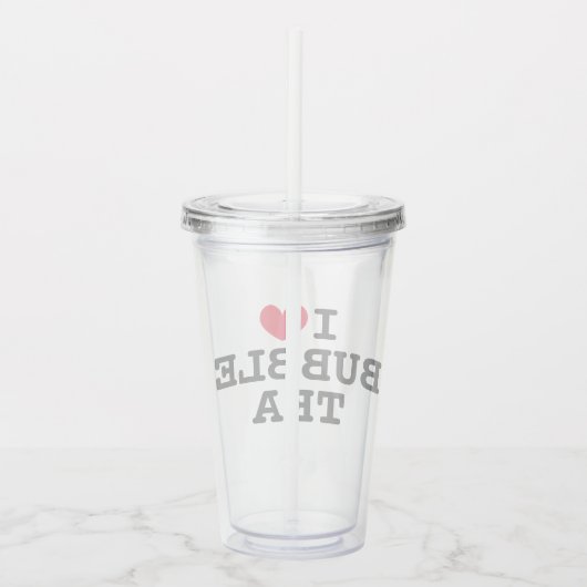 Ich Herz Bubble Tee transparente Acrylic Tumbler C Acryltrinkbecher (Rechts)