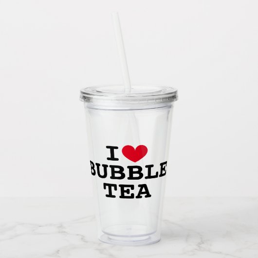 Ich Herz Bubble Tee transparente Acrylic Tumbler C Acryltrinkbecher (Links)