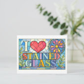 "Ich [Herz] Buntglas" Postkarte (Stehend Vorderseite)
