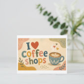 "Ich [Herz] Cafés" Postkarte (Stehend Vorderseite)