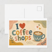 "Ich [Herz] Cafés" Postkarte (Vorne/Hinten)