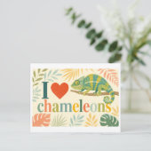 "Ich [Herz] Chamäleons" Postkarte (Stehend Vorderseite)