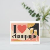 "Ich [Herz] Champagner" Postkarte (Stehend Vorderseite)