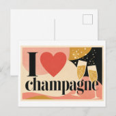 "Ich [Herz] Champagner" Postkarte (Vorne/Hinten)