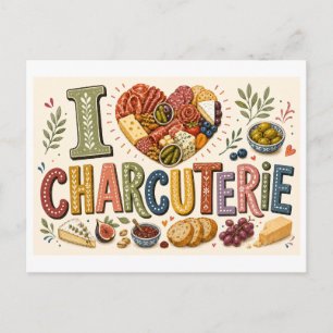 "Ich [Herz] Charcuterie" Postkarte