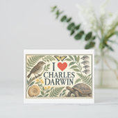"Ich [Herz] Charles Darwin" Postkarte (Stehend Vorderseite)