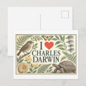 "Ich [Herz] Charles Darwin" Postkarte (Vorne/Hinten)