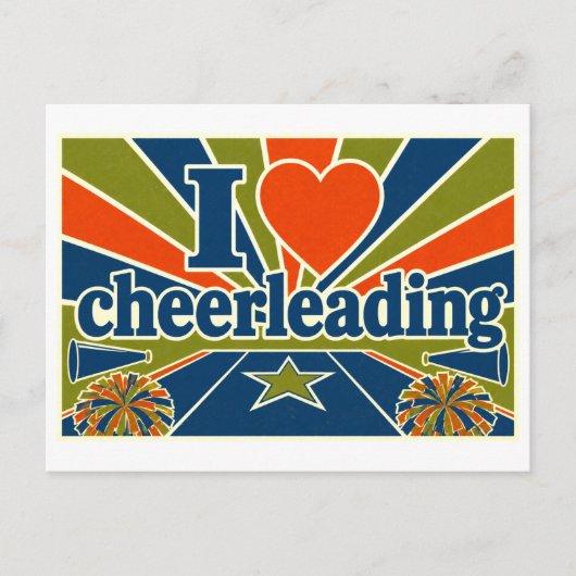 "Ich [Herz] Cheerleading" Postkarte (Vorderseite)