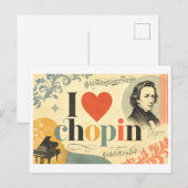 "Ich [Herz] Chopin" Postkarte (Vorne/Hinten)