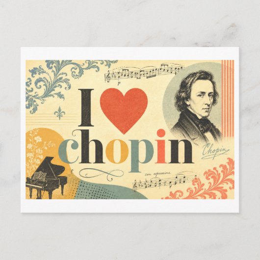 "Ich [Herz] Chopin" Postkarte (Vorderseite)