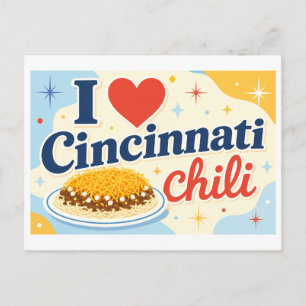 "Ich [Herz] Cincinnati Chili" Postkarte