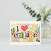 "Ich [Herz] Collage" Postkarte (Stehend Vorderseite)
