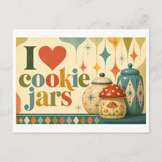 "Ich [Herz] Cookie-Gläser" Postkarte (Vorderseite)
