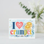 "Ich [Herz] Crumpets" Postkarte (Stehend Vorderseite)