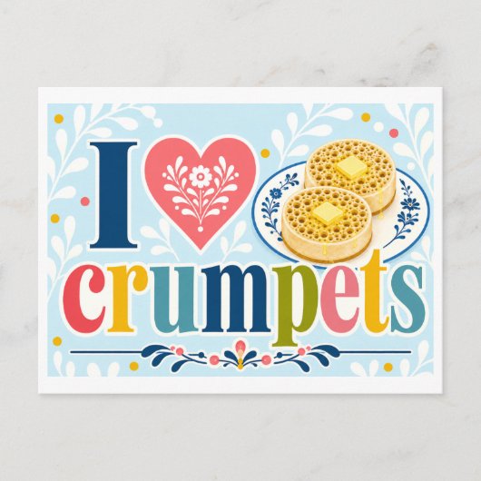"Ich [Herz] Crumpets" Postkarte (Vorderseite)