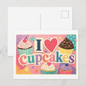 "Ich [Herz] Cupcakes" Postkarte (Vorne/Hinten)