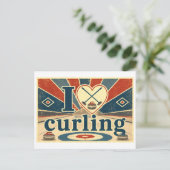 "Ich [Herz] Curling" Postkarte (Stehend Vorderseite)