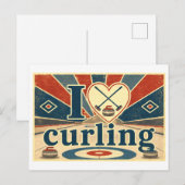 "Ich [Herz] Curling" Postkarte (Vorne/Hinten)