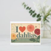 "Ich [Herz] Dahlien" Postkarte (Stehend Vorderseite)
