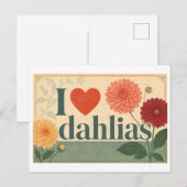 "Ich [Herz] Dahlien" Postkarte (Vorne/Hinten)