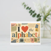 "Ich [Herz] das Alphabet" Postkarte (Stehend Vorderseite)