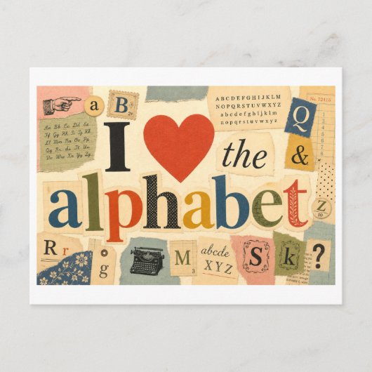 "Ich [Herz] das Alphabet" Postkarte (Vorderseite)